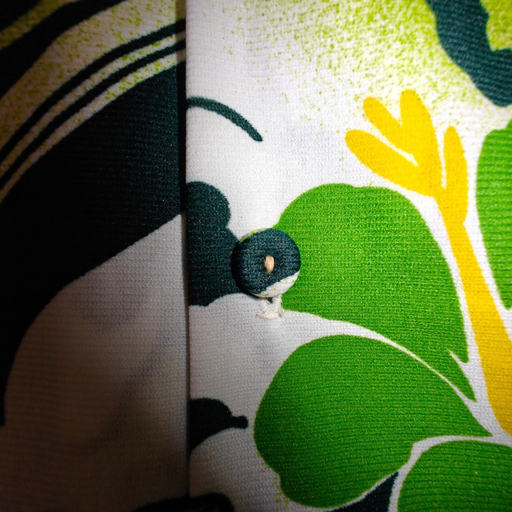 Vintage 1960s Hawaii Nei Honolulu Green Floral Aloha Shirt Big Collar Mens S/M - Picture 4 of 13